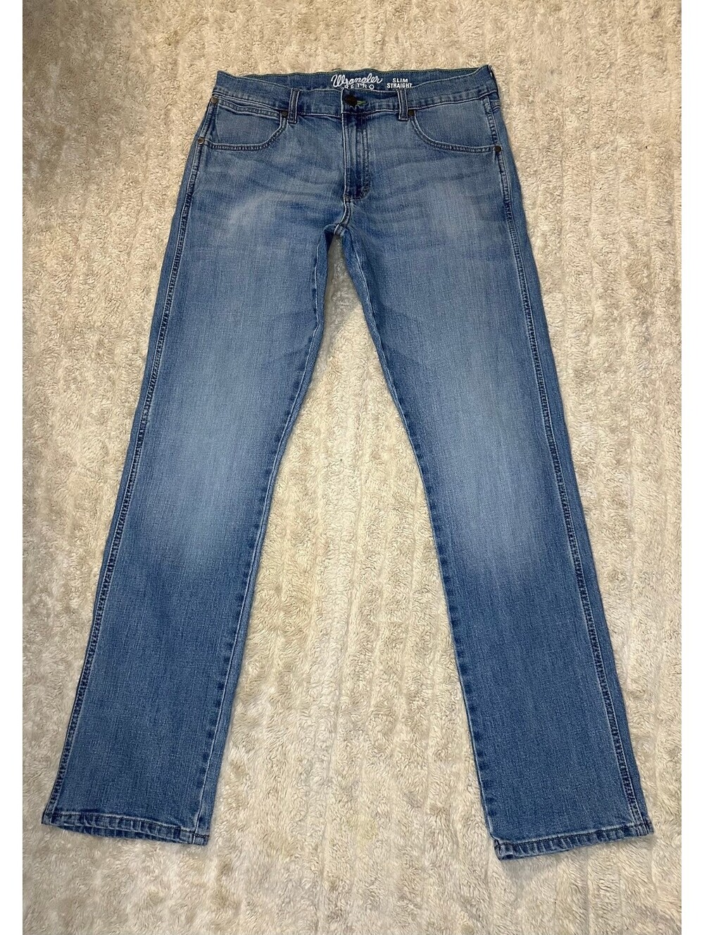 Wrangler Retro Slim Straight medium wash denim jeans 34x33 Western cowboy